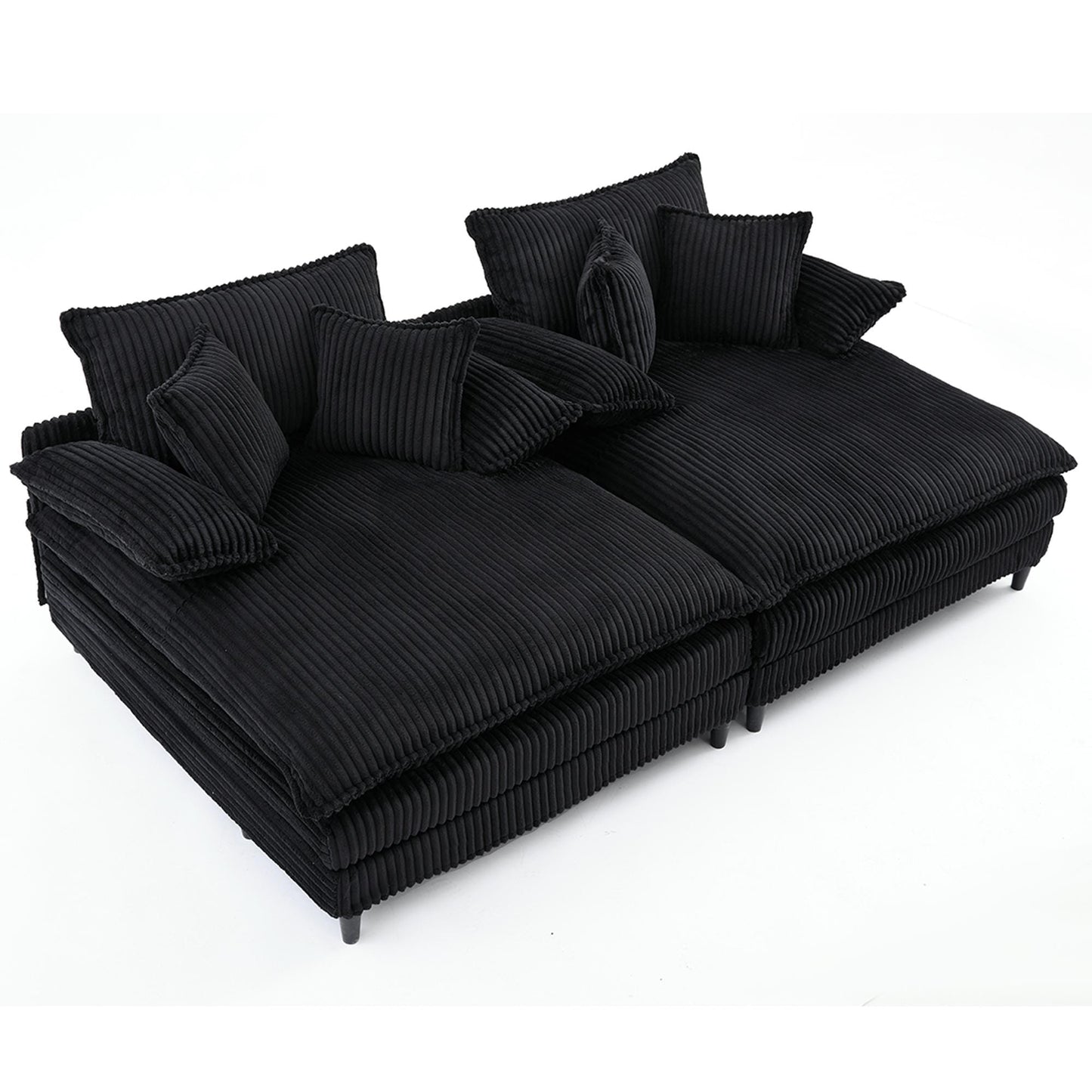 Canapé-lit Harmonia 109 W surdimensionné en velours côtelé, siège profond, double chaise longue avec 4 oreillers