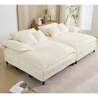 Canapé-lit Harmonia 109 W surdimensionné en velours côtelé, siège profond, double chaise longue avec 4 oreillers