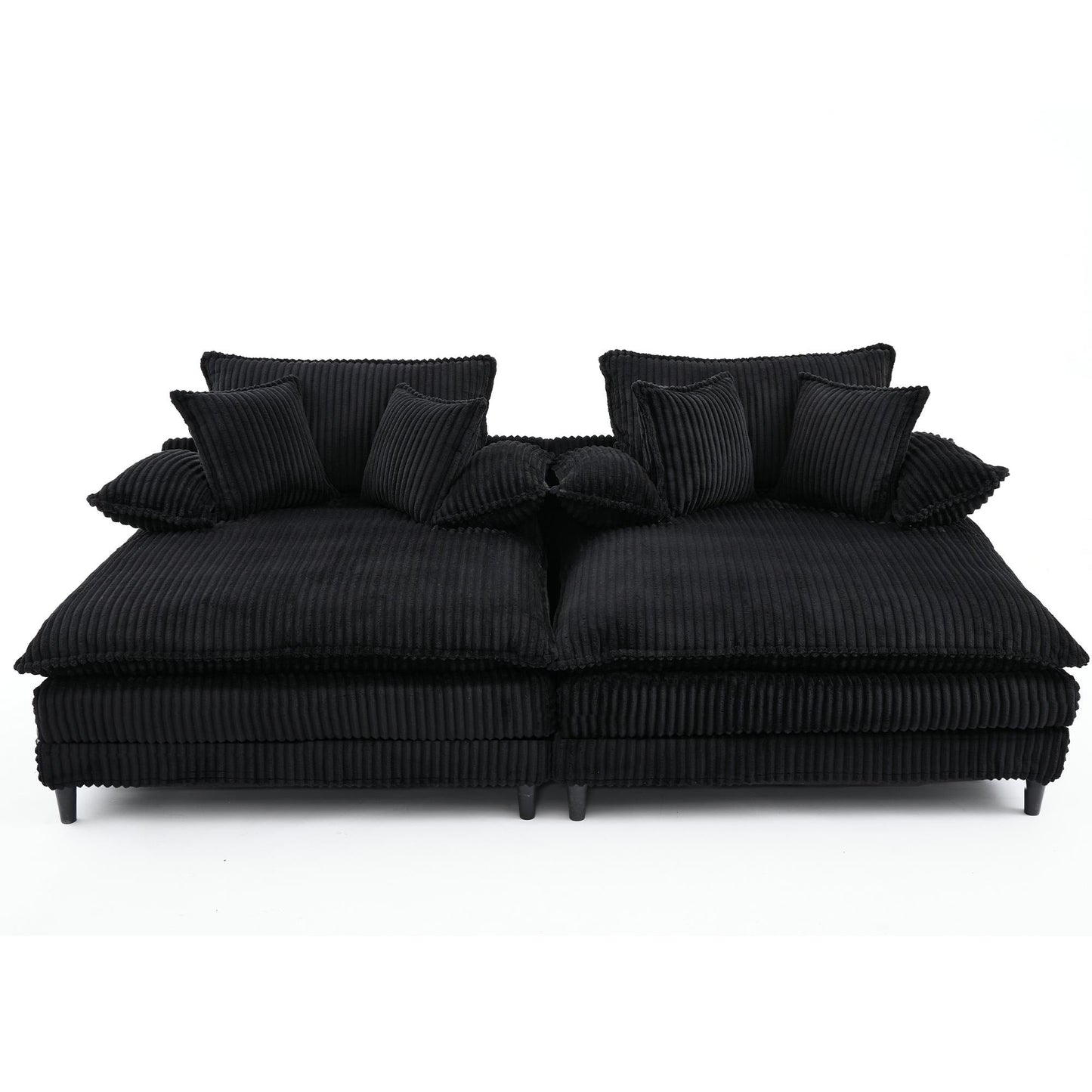 Canapé-lit Harmonia 109 W surdimensionné en velours côtelé, siège profond, double chaise longue avec 4 oreillers