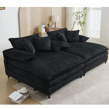 Canapé-lit Harmonia 109 W surdimensionné en velours côtelé, siège profond, double chaise longue avec 4 oreillers