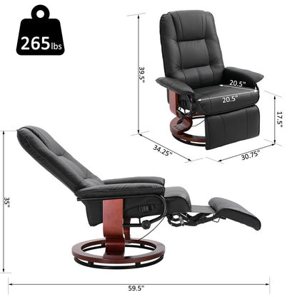 Fauteuil inclinable manuel pivotant et réglable en similicuir HomCom avec repose-pieds confortable et relaxant