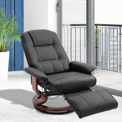 Fauteuil inclinable manuel pivotant et réglable en similicuir HomCom avec repose-pieds confortable et relaxant