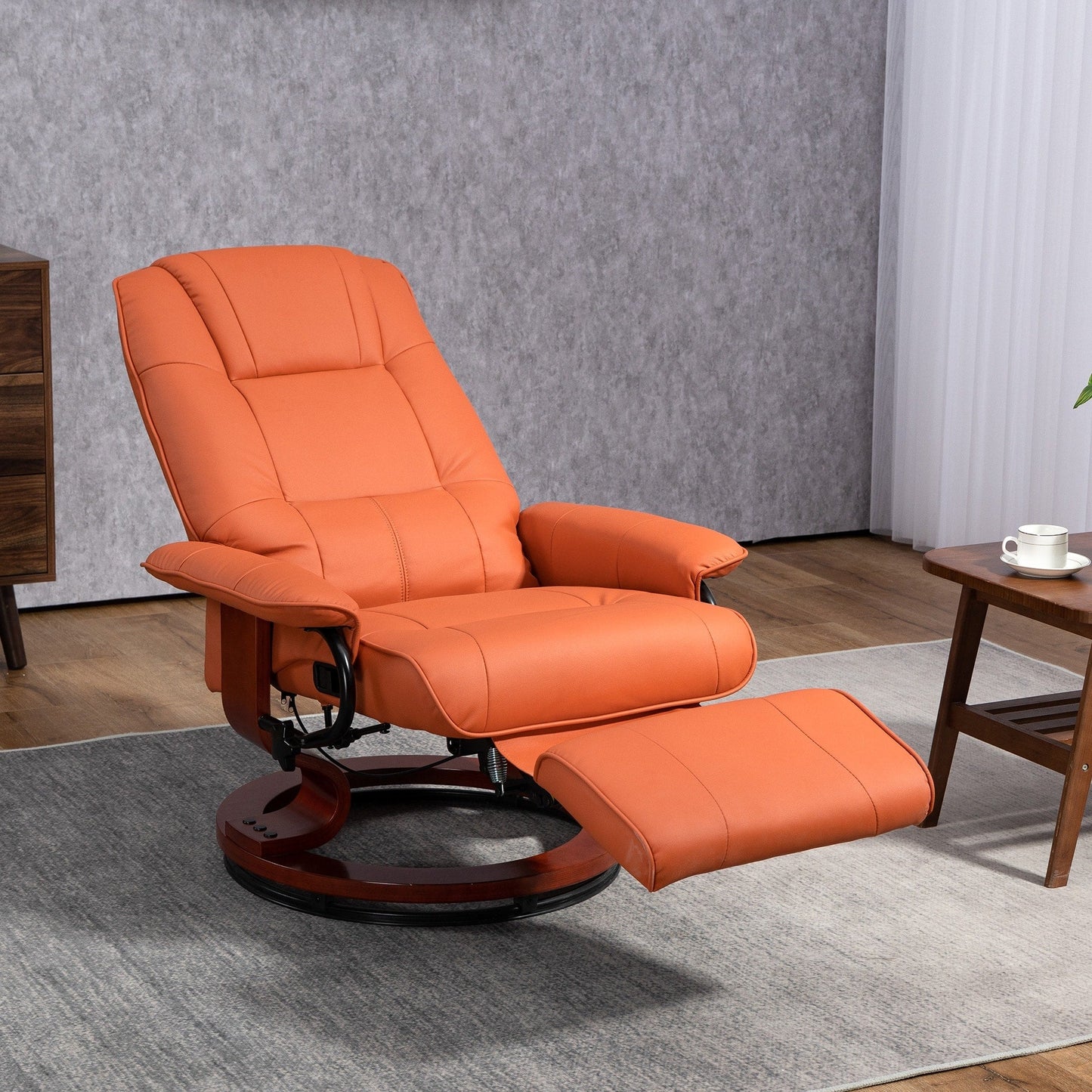 Fauteuil inclinable manuel pivotant et réglable en similicuir HomCom avec repose-pieds confortable et relaxant