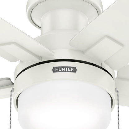 Ventilateur de plafond à profil bas Hunter 52 Anisten avec éclairage LED et chaînette - Moderne, contemporain, transitionnel