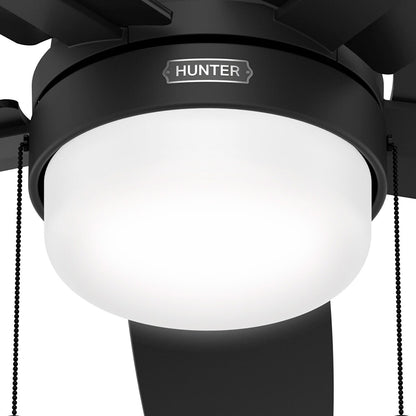 Ventilateur de plafond à profil bas Hunter 52 Anisten avec éclairage LED et chaînette - Moderne, contemporain, transitionnel