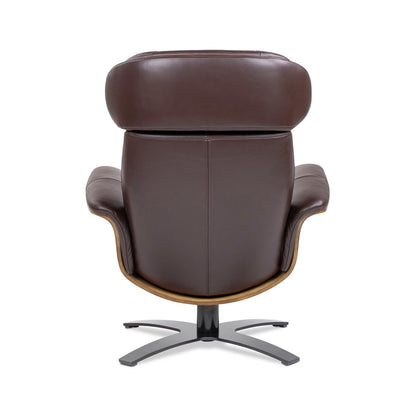 Fauteuil inclinable Jovan 31,5 en bois courbé et cuir véritable