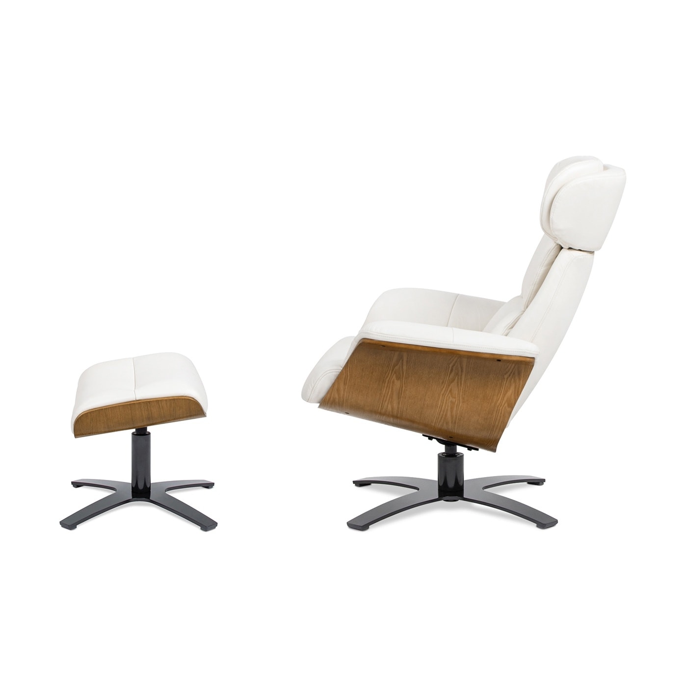 Fauteuil inclinable Jovan 31,5 en cuir véritable avec pouf