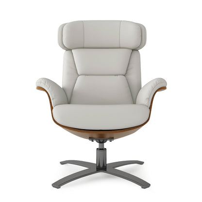 Fauteuil inclinable Jovan 31,5 en bois courbé et cuir véritable