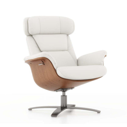 Fauteuil inclinable Jovan 31,5 en bois courbé et cuir véritable