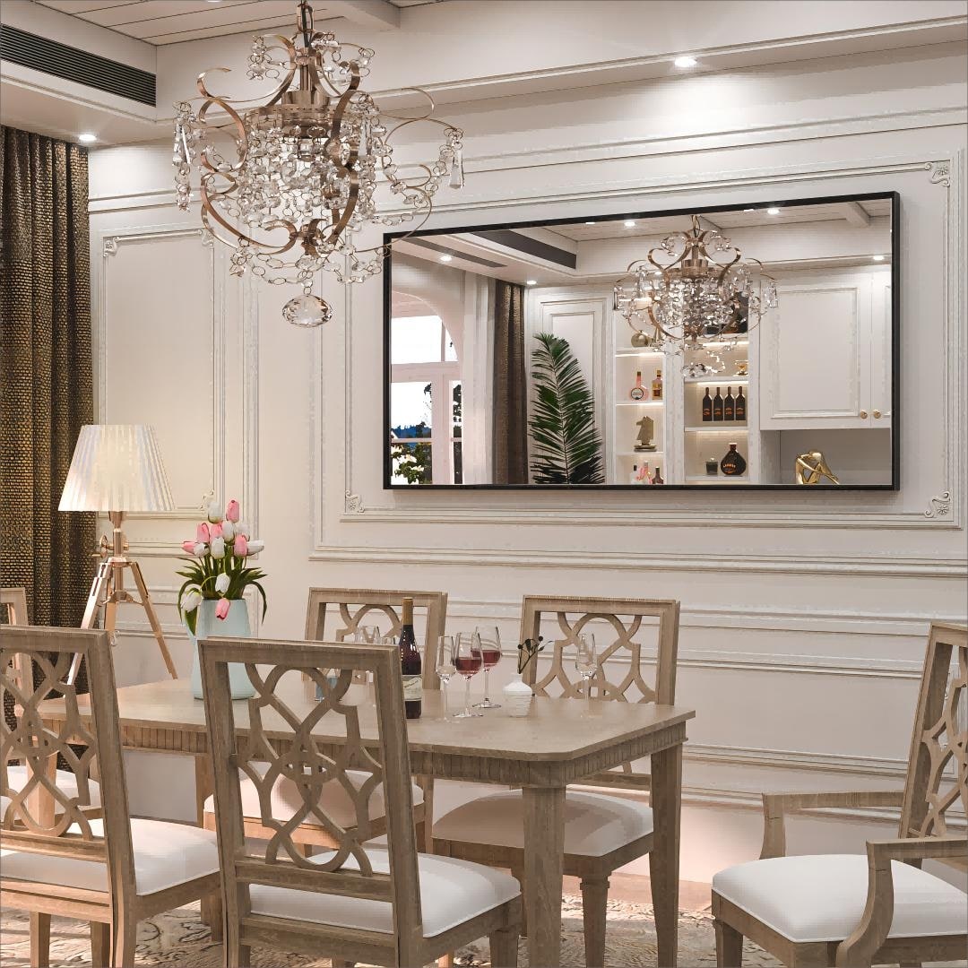 Miroir mural de salle de bain moderne avec cadre en métal KEONJINN