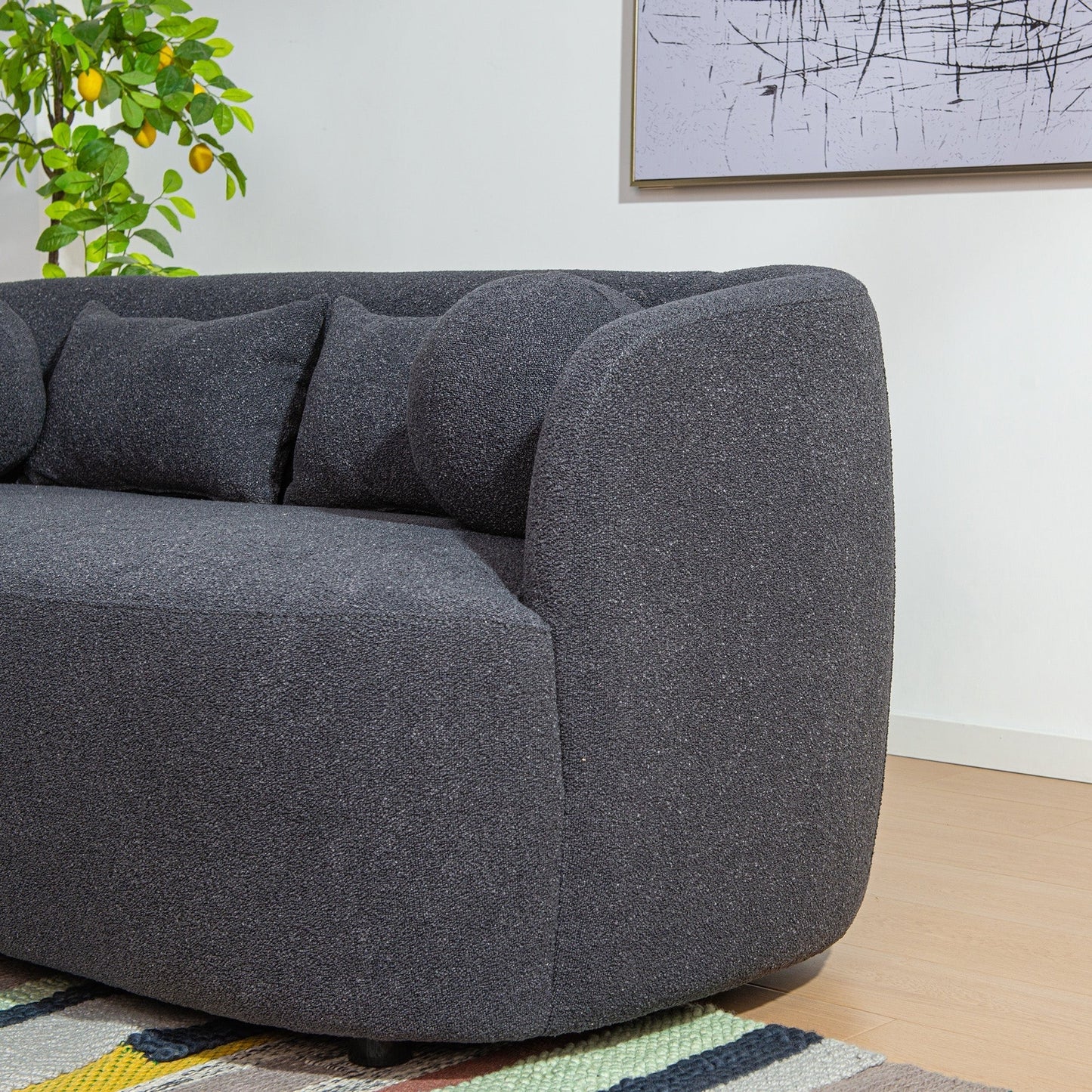 Causeuse 2 places rembourrée KINWELL Boucle avec oreillers