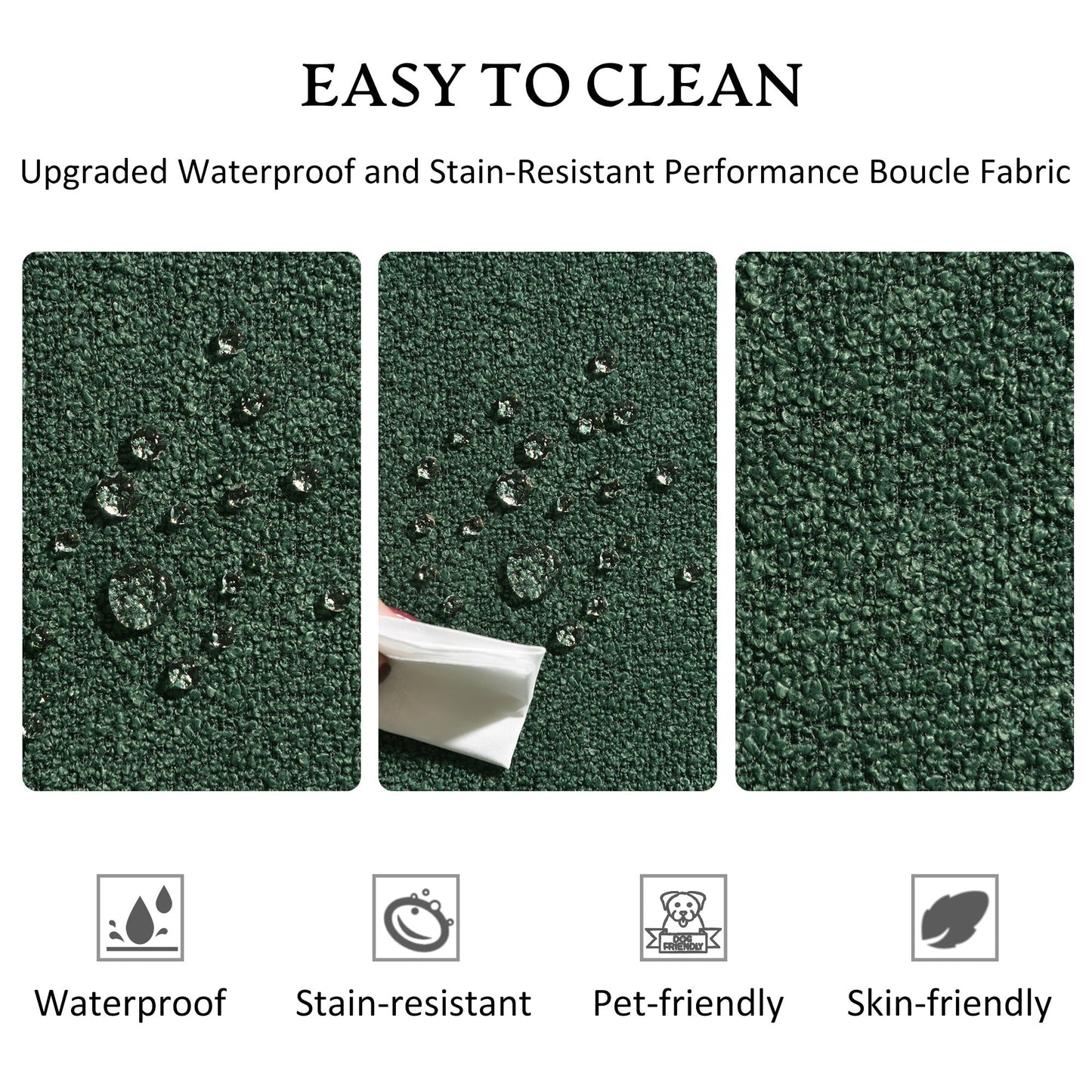 Causeuse 2 places rembourrée KINWELL Boucle avec oreillers