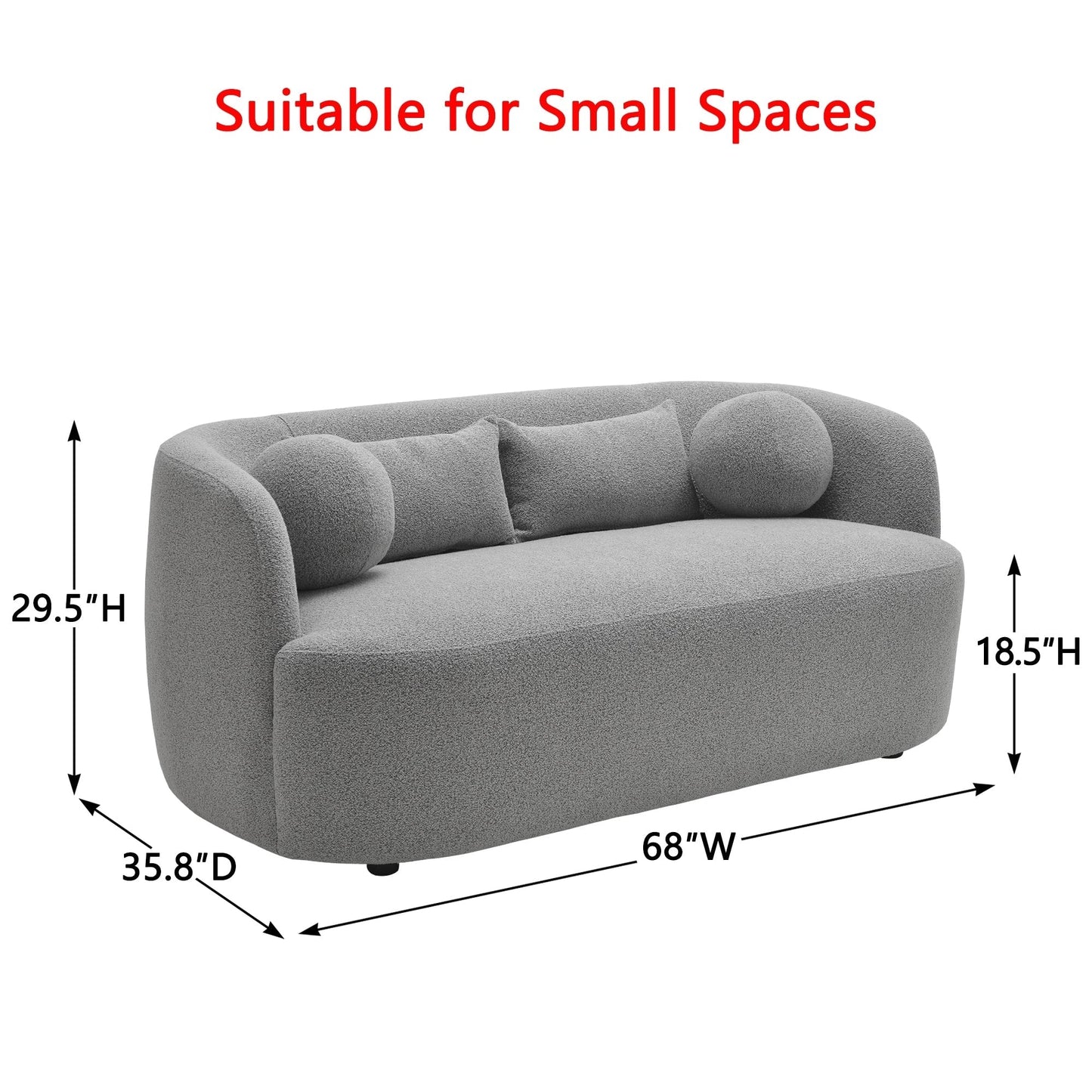 Causeuse 2 places rembourrée KINWELL Boucle avec oreillers