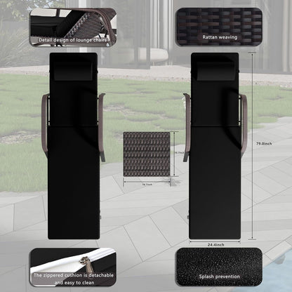 Ensemble de chaises longues d'extérieur 3 pièces Kullavik