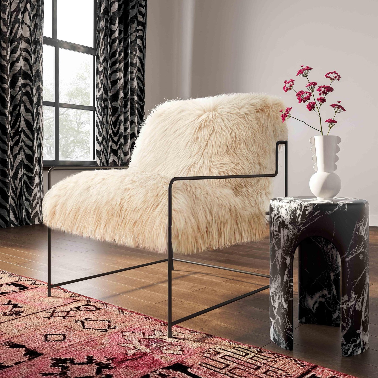 Chaise en peau de mouton Fable
