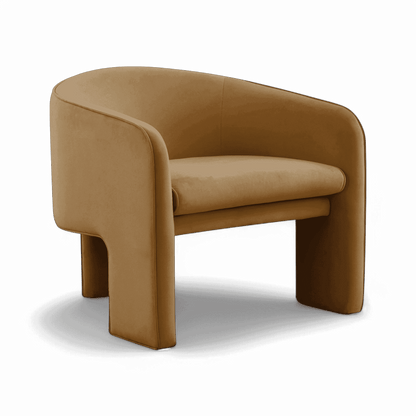 Fauteuil d'appoint en velours camel Helix