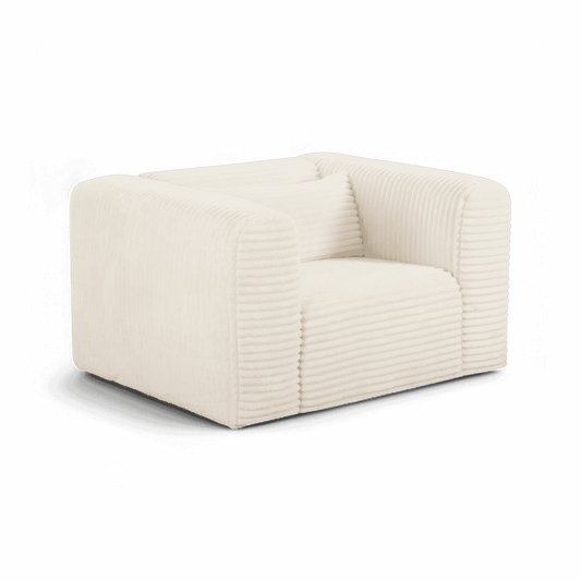 Fauteuil en velours côtelé beige Whisper