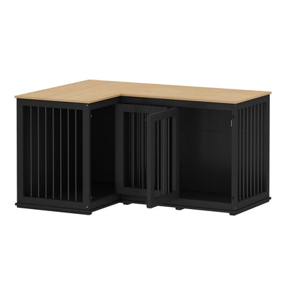 Cage d'angle pour 2 chiens, grande taille, en forme de L, 58,7 x 41,1 cm