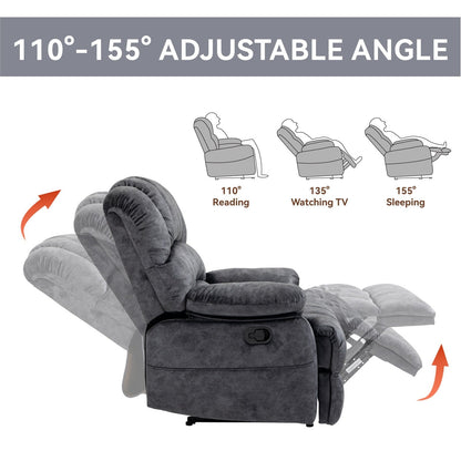 Grand fauteuil inclinable manuel pour adulte, canapé inclinable simple en tissu confortable, fauteuil inclinable rembourré pour salon