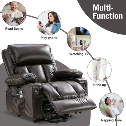 Grand fauteuil inclinable électrique avec chauffage et massage 8 points - Télécommande, port USB