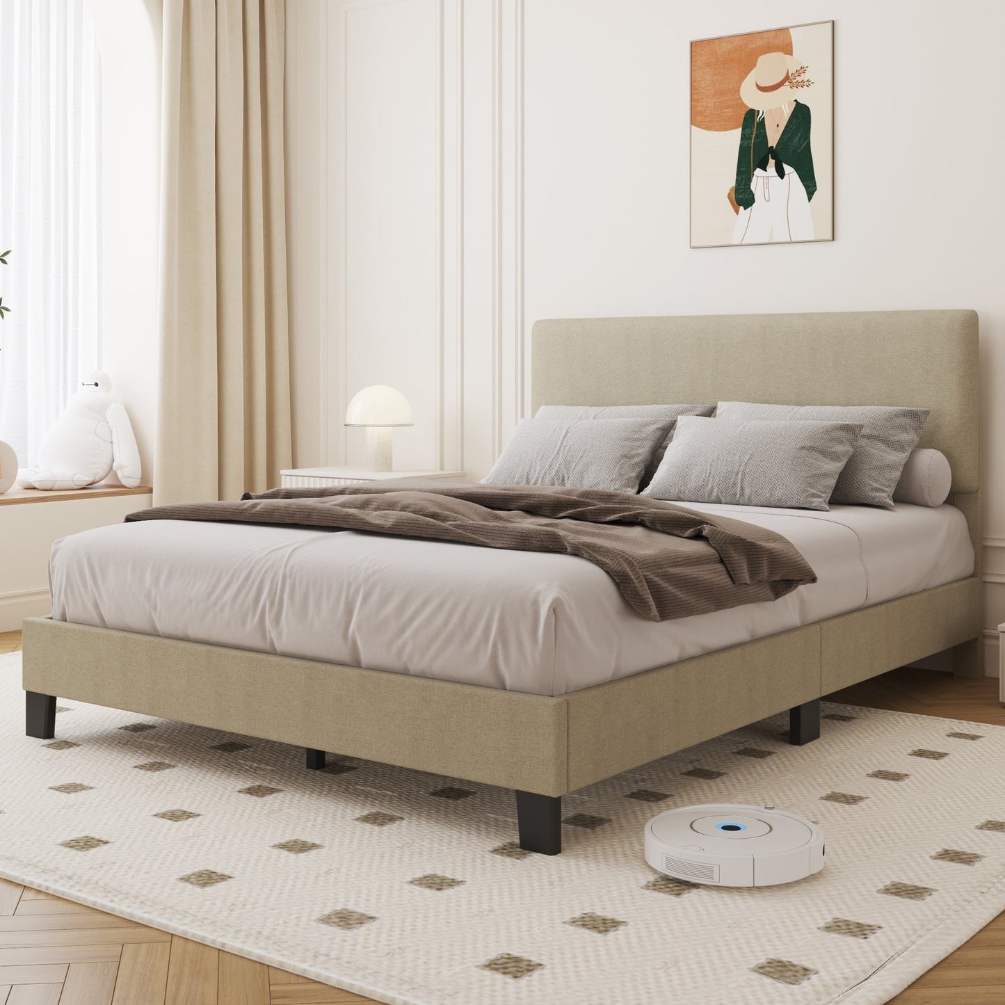 Cadre de lit plateforme rembourré réglable Lifezone Queen Size