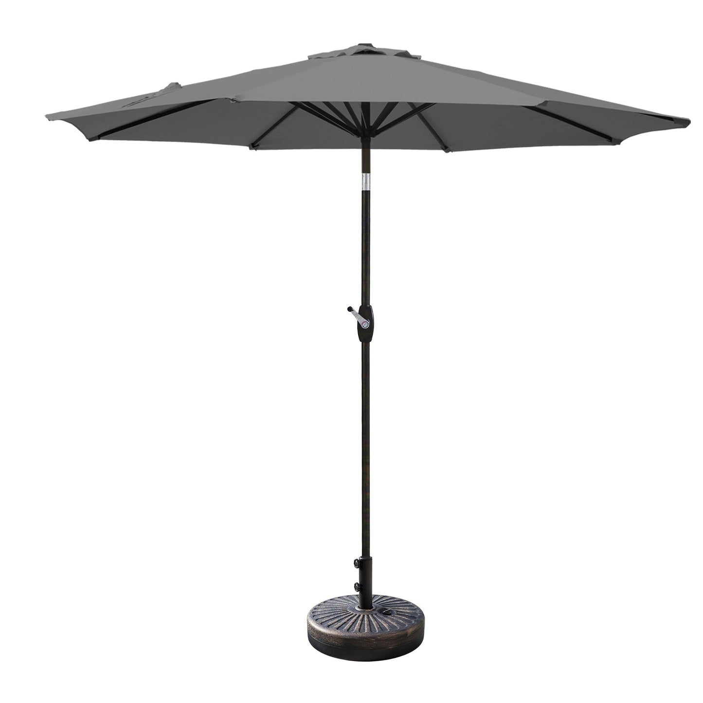 Parasol de patio Lopes de 9 pieds avec base en finition bronze et support de poids inclus