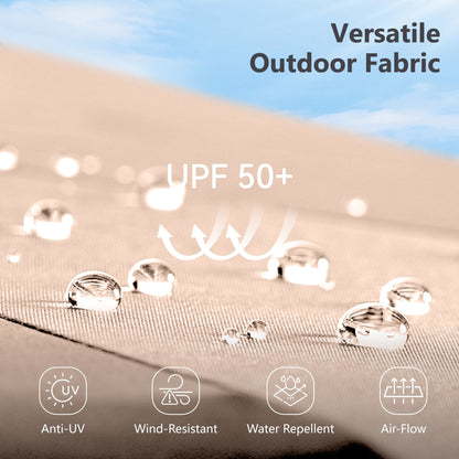 MAISON ARTS Parasol de marché extérieur rectangulaire à manivelle double face de 15 pieds Parasol de patio éclairé par LED solaire avec base incluse