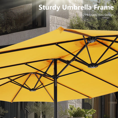 Parasol double extra large de 15 pieds pour patio double face de MAISON ARTS avec base incluse