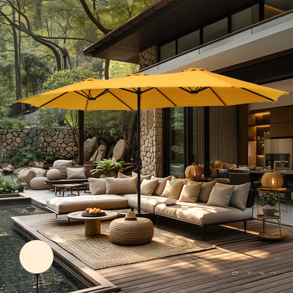 Parasol double extra large de 15 pieds pour patio double face de MAISON ARTS avec base incluse