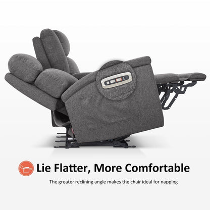 Canapé inclinable électrique MCombo 60.2 avec massage et double chauffage, appui-tête réglable, ports USB et Type-C, tissu