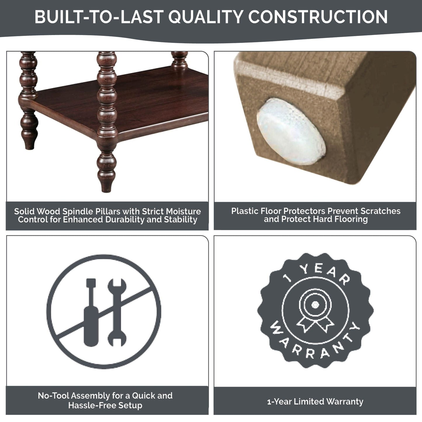 Table de chevet Madison Park Signature Beckett en bois tourné avec tiroir et étagère