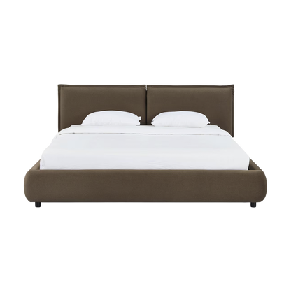 Lit king size en velours acajou