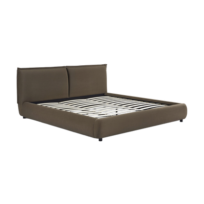 Lit king size en velours acajou