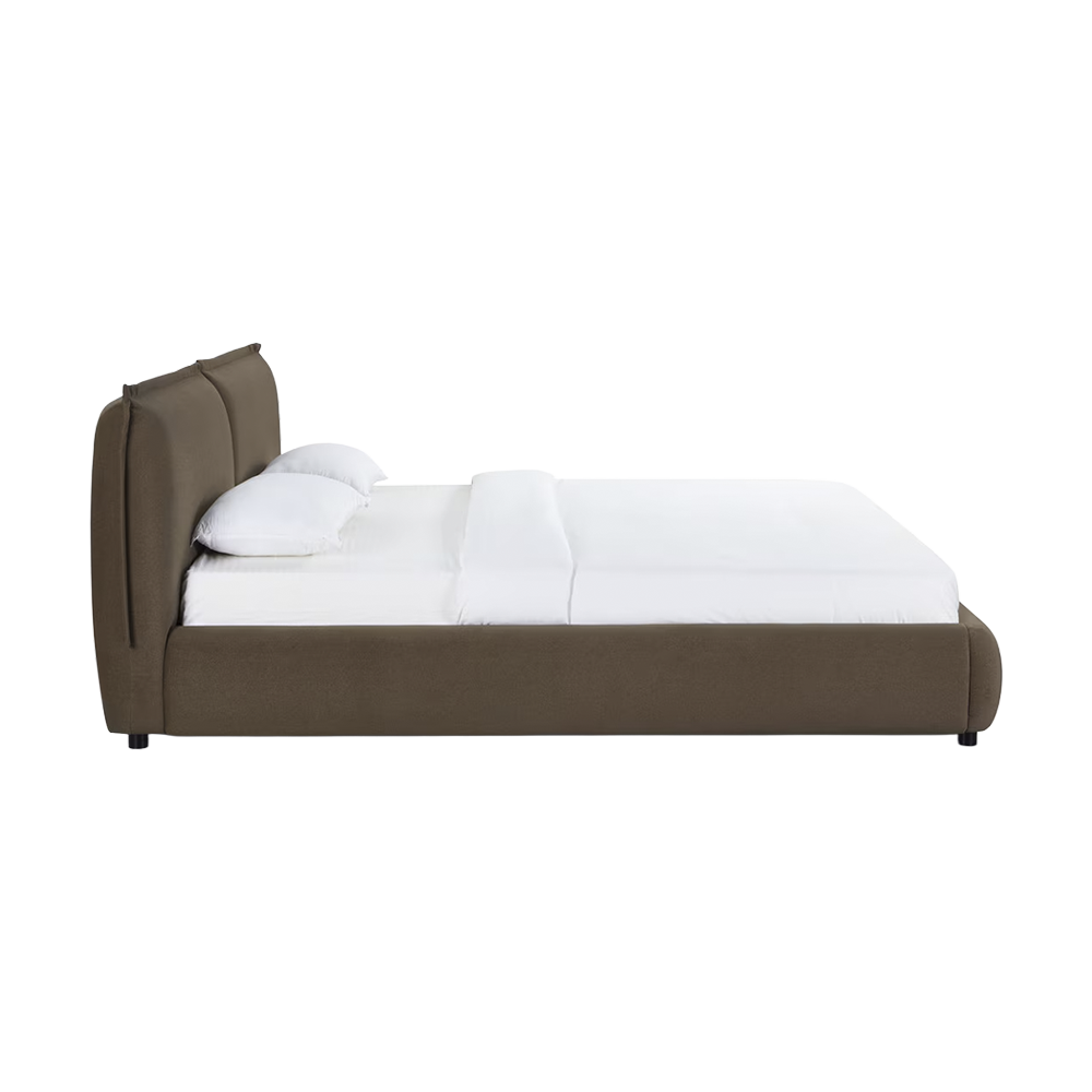 Lit Queen Size en velours acajou