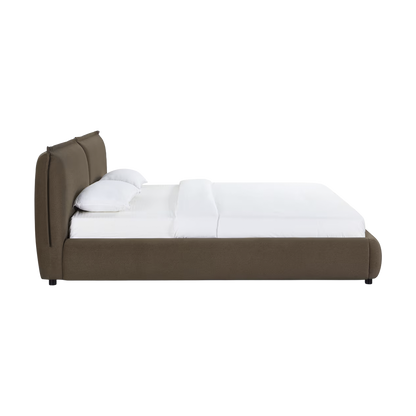 Lit Queen Size en velours acajou