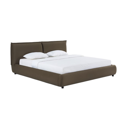 Lit Queen Size en velours acajou