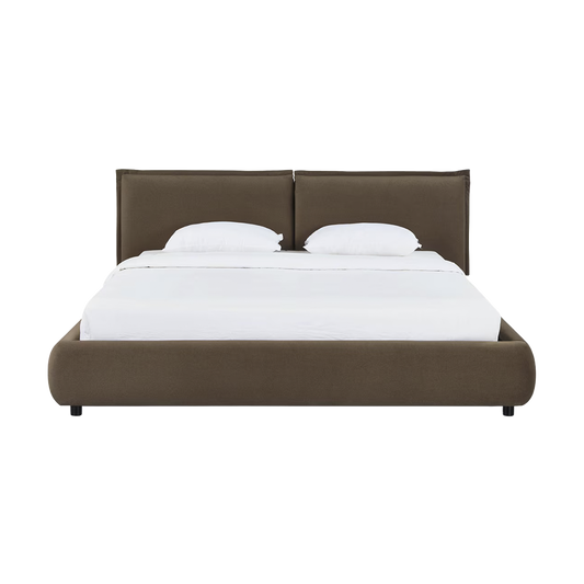 Lit Queen Size en velours acajou