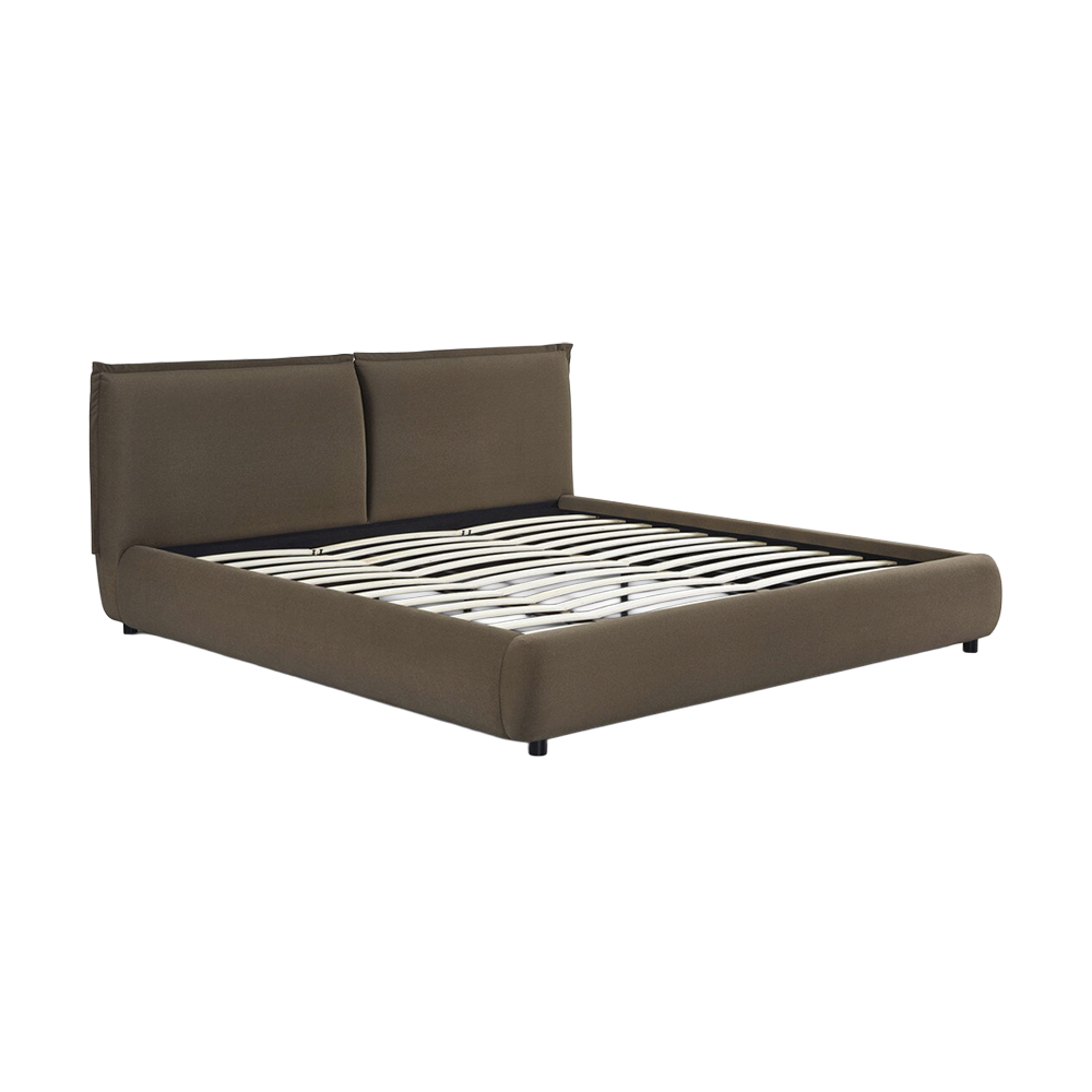 Lit Queen Size en velours acajou