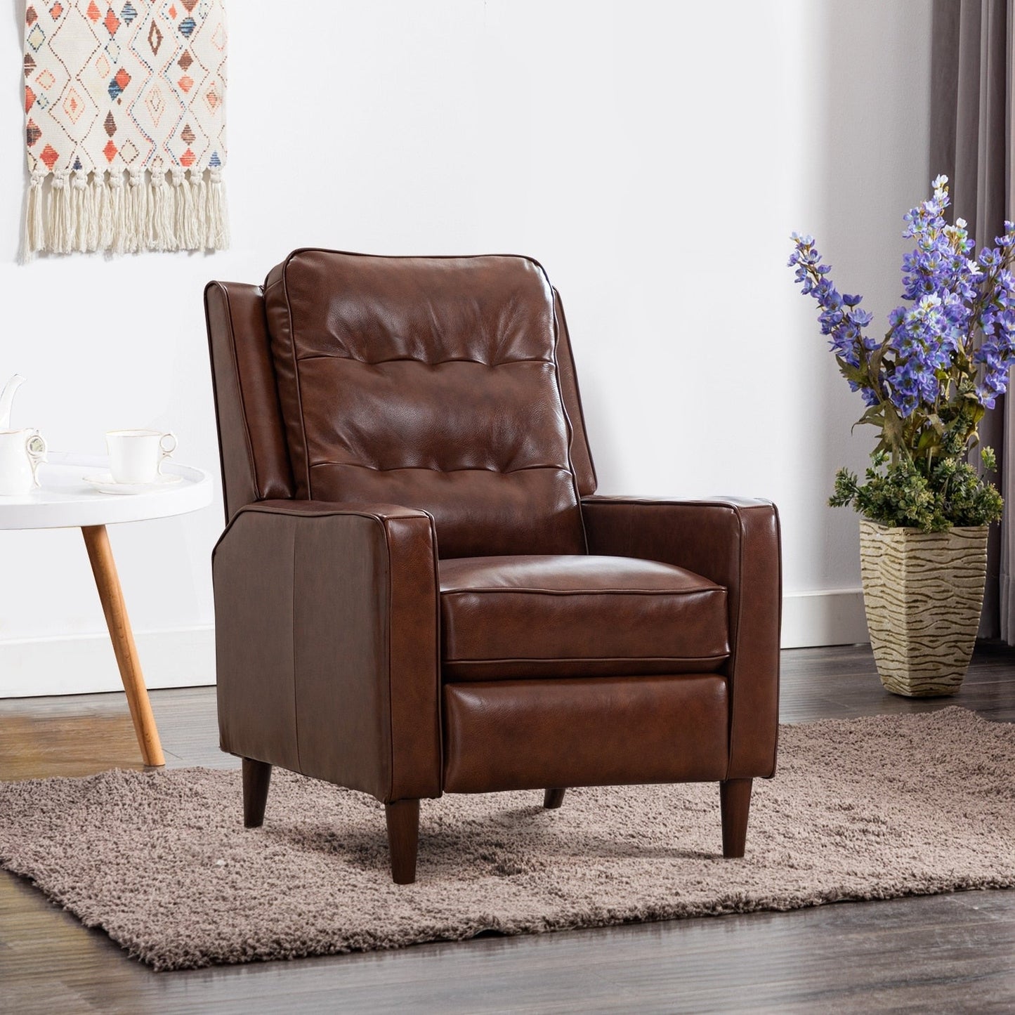 Fauteuil inclinable à dossier relevable, fauteuil en tissu avec décoration rivetée, fauteuil d'appoint simple