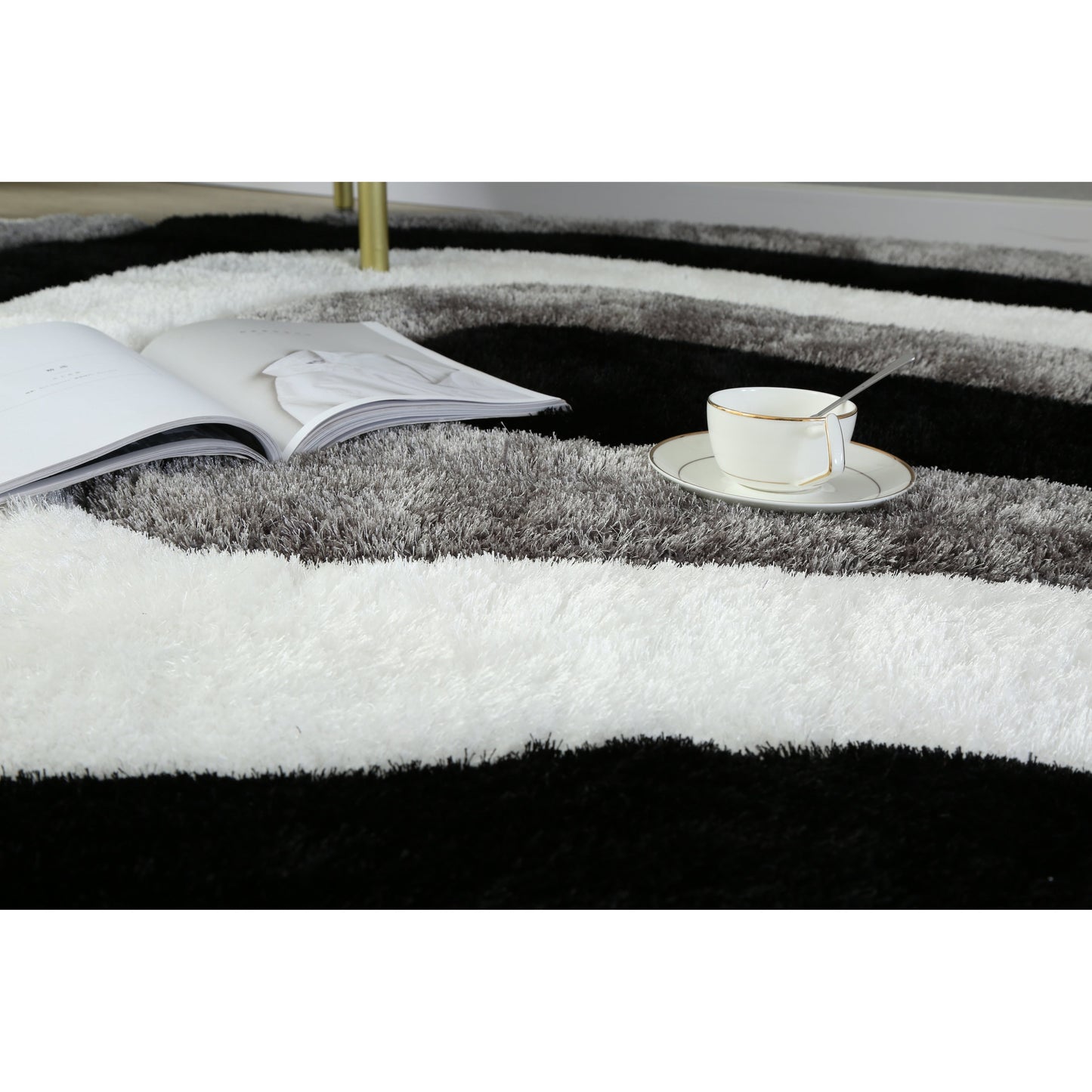 Tapis à poils longs Mateos au design abstrait