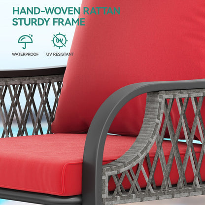 Ensemble de bistrot de jardin Moasis Red 3 pièces avec sièges rembourrés