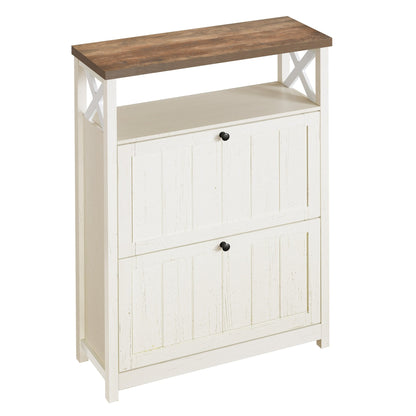 Meuble de rangement à chaussures Moasis avec 2 compartiments pour entrée et couloir