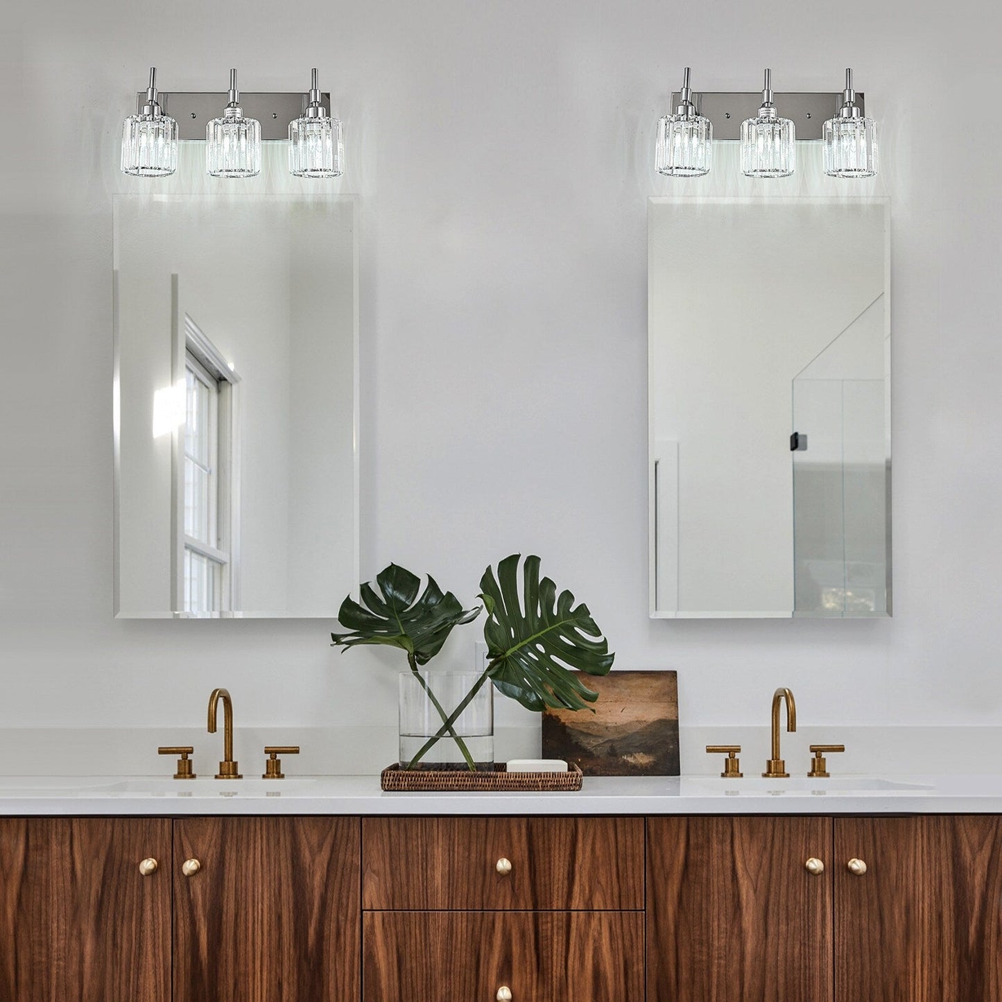 Appliques murales modernes à intensité variable pour salle de bain avec abat-jour en cristal