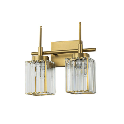 Applique murale moderne dorée à intensité variable, style cylindre glamour pour salle de bain, en cristal, pour meuble-lavabo