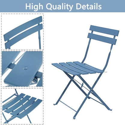 Ensemble bistrot pliant en métal 3 pièces, résistant aux intempéries, pour l'extérieur et l'intérieur, idéal pour la terrasse, la cour et le jardin.