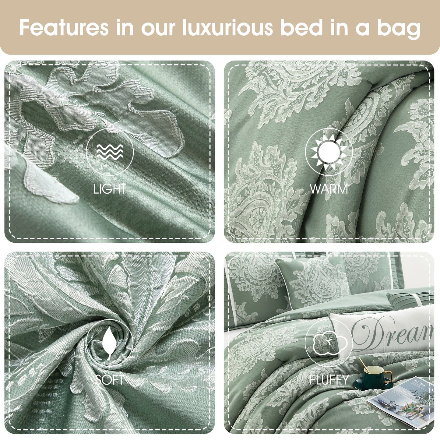 Ensemble de couette traditionnelle damassée Nanshing Tiana 7 pièces