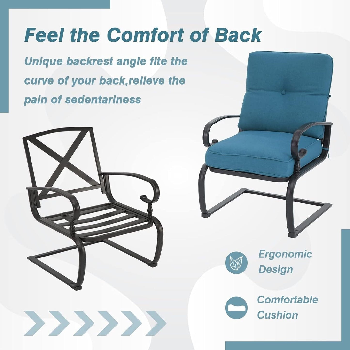 Ensemble bistrot d'extérieur 3 pièces Nista avec coussins et table basse, à ressorts en C, par Havenside Home