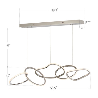 Lustre LED de luxe en acier inoxydable imbriqué de style nordique pour salle à manger