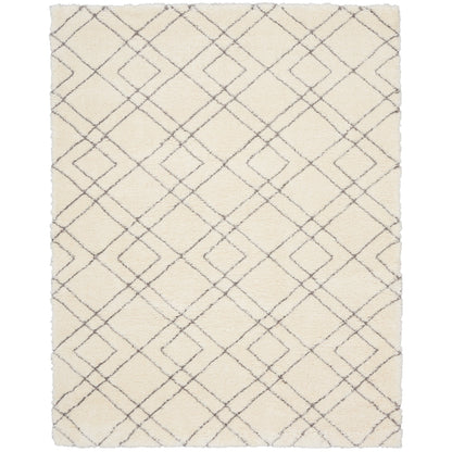 Tapis Nourison luxueux à poils longs et ultra moelleux, motif géométrique abstrait