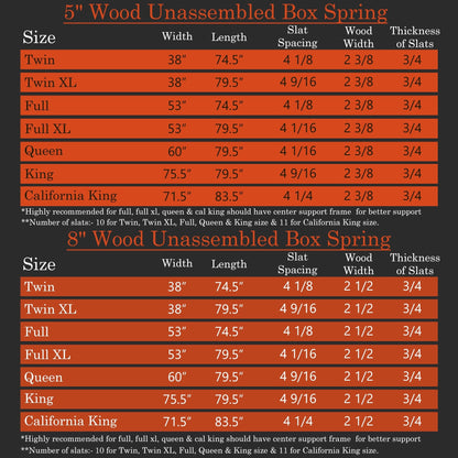 ONETAN, sommier/sommier en bois facile à assembler de 5 po et 8 po, blanc.